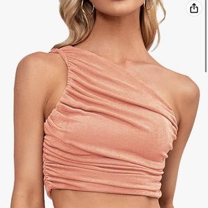 Salmon colored crop top